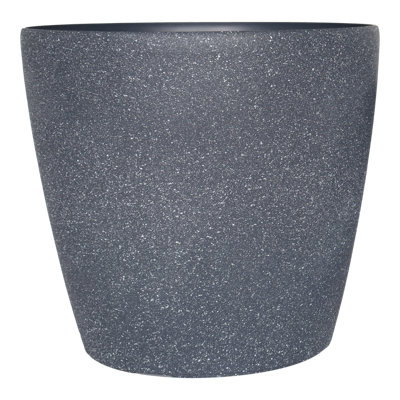 Verve Black Stone Effect Recycled Plastic Plant Pot (Dia) 43Cm, (H)40Cm
