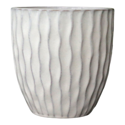 Verve White Ceramic Plant Pot (Dia) 20Cm, (H)17Cm