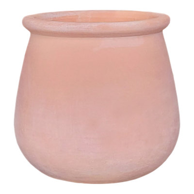 Verve Whitewash Belly Terracotta Plant Pot (Dia) 35Cm, (H)34Cm