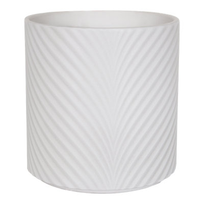 Verve White Wave Ceramic Plant Pot (Dia) 13Cm, (H)13Cm