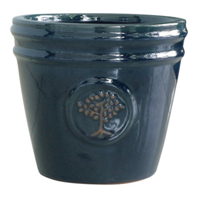 Verve Navy Ceramic Plant Pot (Dia) 20Cm, (H)18Cm, 3L