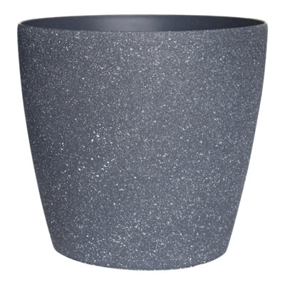 Verve Black Stone Effect Recycled Plastic Plant Pot (Dia) 35Cm, (H)33Cm