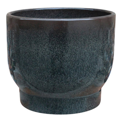 Verve Zen Black Clay Plant Pot (Dia) 16.5Cm, (H)13.5Cm