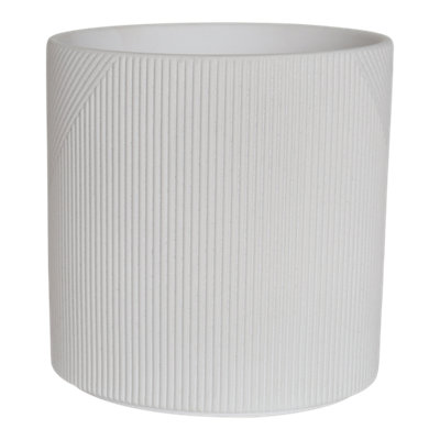 Verve White Terracotta Plant Pot (Dia) 14Cm, (H)14Cm