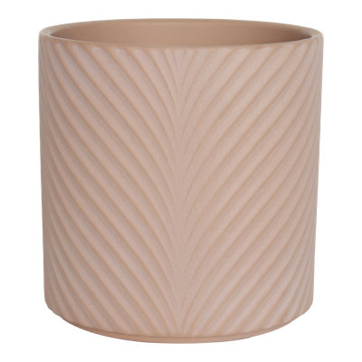 Verve Painted Pink Wave Ceramic Plant Pot (Dia) 13Cm, (H)13Cm
