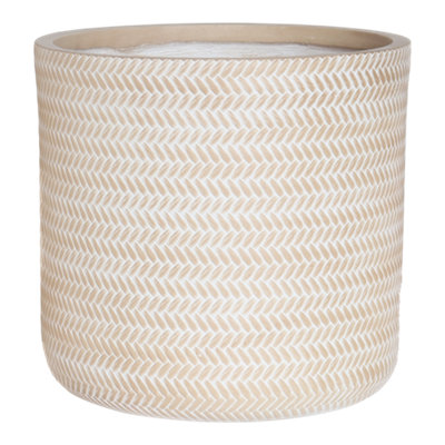 Verve Beige Rattan Effect Fibreclay Plant Pot (Dia) 36Cm, (H)34.5Cm