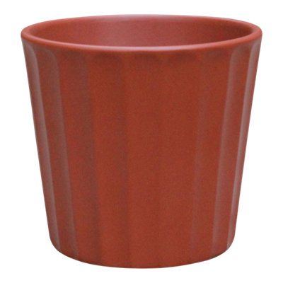 Verve Painted Sunburn Ribbed Clay Plant Pot (Dia) 16.5Cm, (H)15Cm