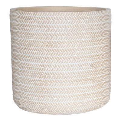Verve Beige Rattan Effect Fibreclay Plant Pot (Dia) 43Cm, (H)43Cm