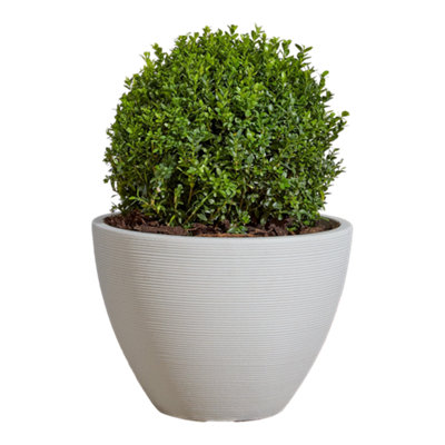 Verve Taupe Stone Effect Ridged Planter Plastic Plant Pot (Dia) 40Cm, (H)30Cm