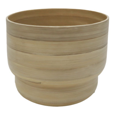 Verve Painted Natural Bamboo Plant Pot (Dia) 20.5Cm, (H)16.5Cm