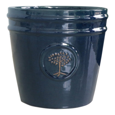 Verve Navy Ceramic Plant Pot (Dia) 32Cm, (H)30Cm