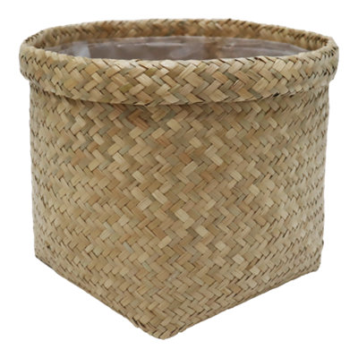 Verve Natural Woven Seagrass Plant Pot (Dia) 29Cm, (H)24Cm