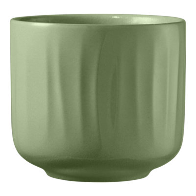 Verve Bagua Green Ceramic Plant Pot (Dia) 21Cm, (H)19Cm