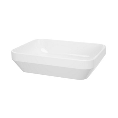 Goodhome Teesta Satin White Rectangular Counter Top Basin (W)45Cm