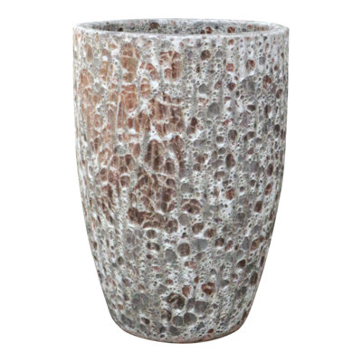 Verve Brown Volcanic Ceramic Plant Pot (Dia) 25Cm, (H)35Cm, 11L