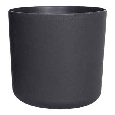 Verve Black Recycled Plastic Plant Pot (Dia) 13Cm, (H)12Cm