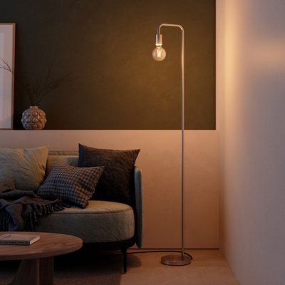 Goodhome Ghlin Satin Silver Effect Floor Lamp