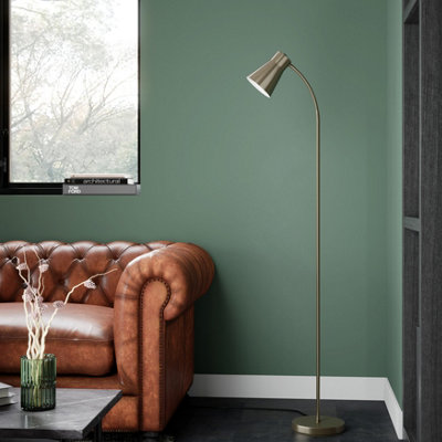 Goodhome Hetange Satin Antique Brass Effect Floor Lamp