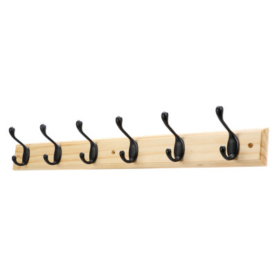 Goodhome Matt Natural Pine 6 Hook Rail (L)685Mm (H)95Mm