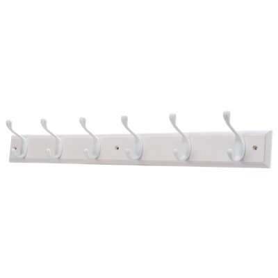 Goodhome Matt White Pine 6 Hook Rail (L)685Mm (H)95Mm