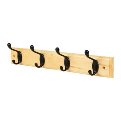 Goodhome Matt Natural Pine 4 Hook Rail (L)458Mm (H)95Mm