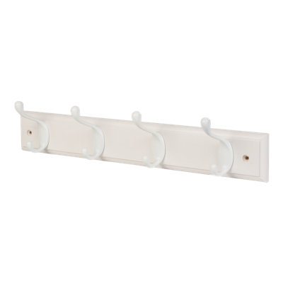 Goodhome Matt White Pine 4 Hook Rail (L)458Mm (H)95Mm