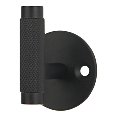 Goodhome Dukkah Black Zinc Alloy Wall-Mounted Single Hook (H)51Mm (D)36Mm