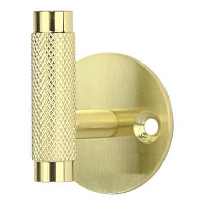 Goodhome Dukkah Brushed Brass Effect Zinc Alloy Wall-Mounted Single Hook (H)51Mm (D)36Mm