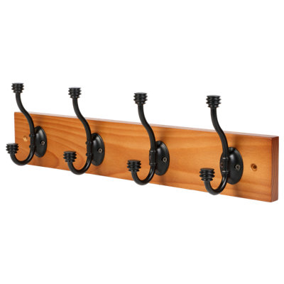 Goodhome Cap End Matt Warm Oak Pine 4 Hook Rail (L)458Mm (H)134Mm