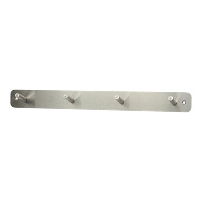 Goodhome Minimalist Satin Grey Nickel Effect Stainless Steel 4 Hook Rail (L)400Mm (H)40Mm