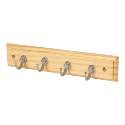 Goodhome Polished Gloss Natural Chrome Effect Pine 4 Hook Rail (L)220Mm (H)44Mm