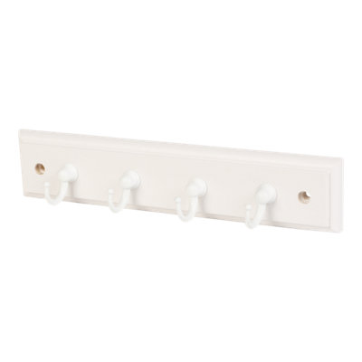 Goodhome Matt White Pine 4 Hook Rail (L)220Mm (H)44Mm