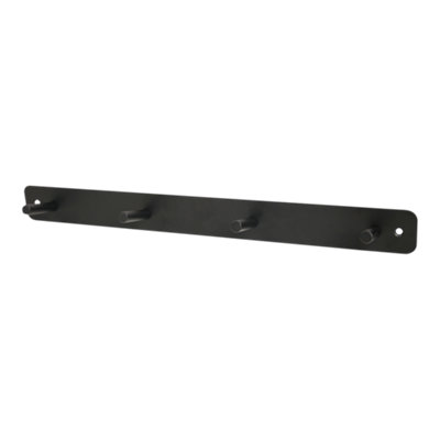 Goodhome Minimalist Matt Black Steel 4 Hook Rail (L)400Mm (H)40Mm