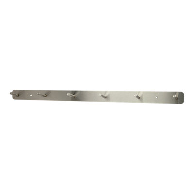 Goodhome Minimalist Satin Grey Nickel Effect Stainless Steel 6 Hook Rail (L)650Mm (H)40Mm