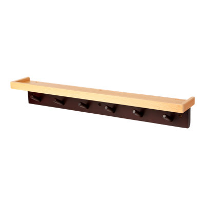Goodhome Matt Walnut Pine 6 Hook Rail (L)630Mm (H)90Mm