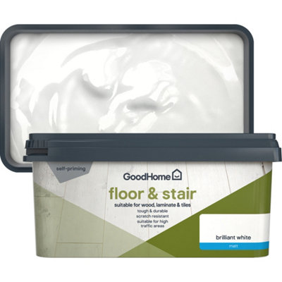 Goodhome Brilliant White Matt Floor & Stair Paint, 2L