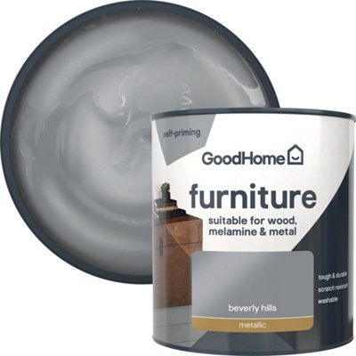 Goodhome Beverly Hills Metallic Effect Satin Furniture Paint, 500Ml