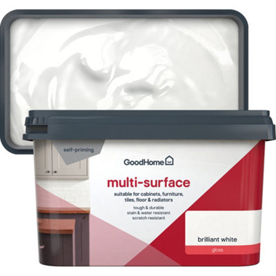 Goodhome Brilliant White Gloss Multi-Surface Paint, 2L