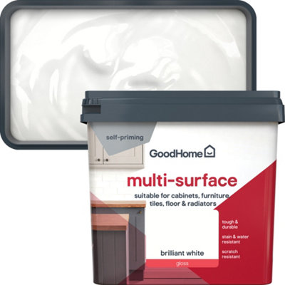 Goodhome Brilliant White Gloss Multi-Surface Paint, 750Ml