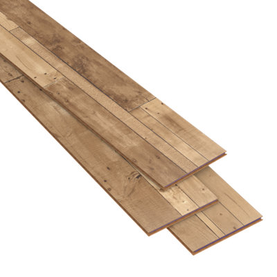 Goodhome Dunwich Blond & Light Oak Patchwork Natural Mixed Wood Effect Laminate Flooring Sample
