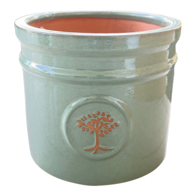 Verve Sage Green Ceramic Plant Pot (Dia) 30Cm, (H)26Cm, 13L