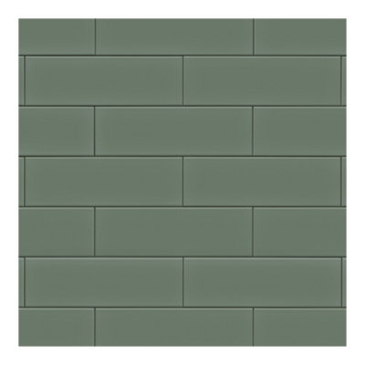 Goodhome Glina Oil Green Matt Ceramic Indoor Wall Tile, Pack Of 27, (L)300Mm (W)100Mm