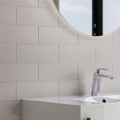 Goodhome Glina Beige Matt Ceramic Indoor Wall Tile, Pack Of 27, (L)300Mm (W)100Mm