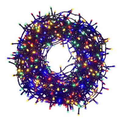 B&Q Assorted 720 Multicolour Led String Lights With Timer Function & 45.95M Green Cable