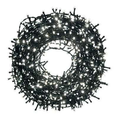 B&Q Ice White 720 Led String Lights With Timer Function & 45.95M Green Cable