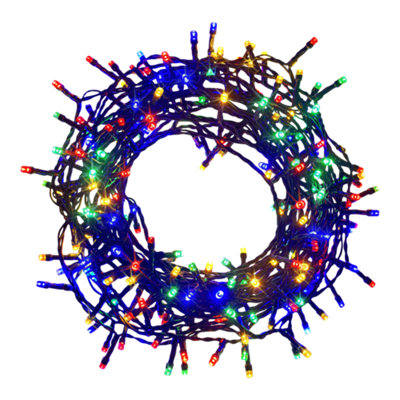 B&Q Assorted 240 Multicolour Led String Lights With Timer Function & 17.95M Green Cable