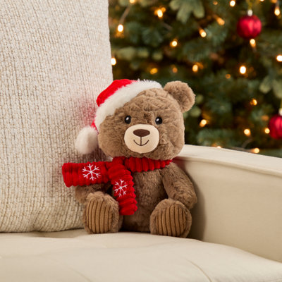 B&Q Brown Christmas Bear Plush Toy