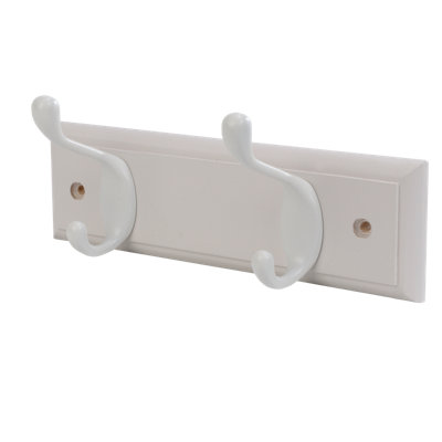Goodhome Matt White Pine 2 Hook Rail (L)225Mm (H)95Mm