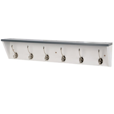 Goodhome Satin Multicolour Nickel Effect Pine 6 Hook Rail (L)700Mm (H)140Mm