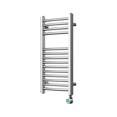 Flomasta Gelene Chrome Effect Electric Curved Towel Warmer (W)400Mm X (H)700Mm